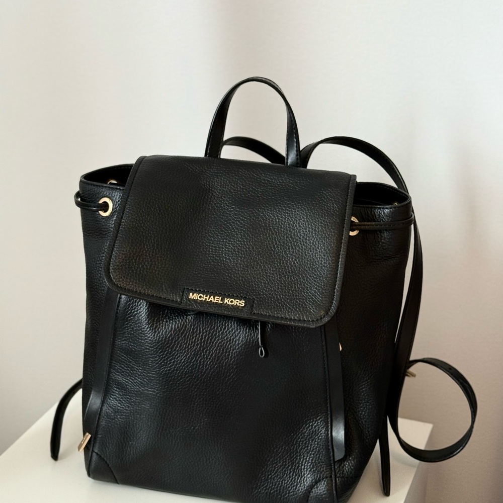 Michael Kors Black Leather Backpack